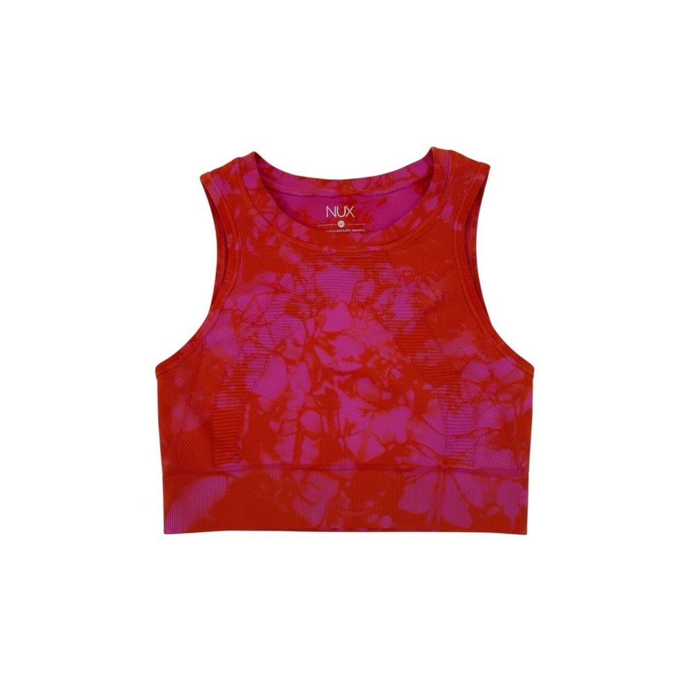 NUX Cropped Tie Dye Compression Tank Orange and Pink Size Medium